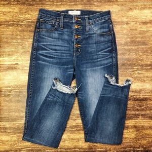Madewell 10” Rise Skinny Jeans w/ Distressed Hem
